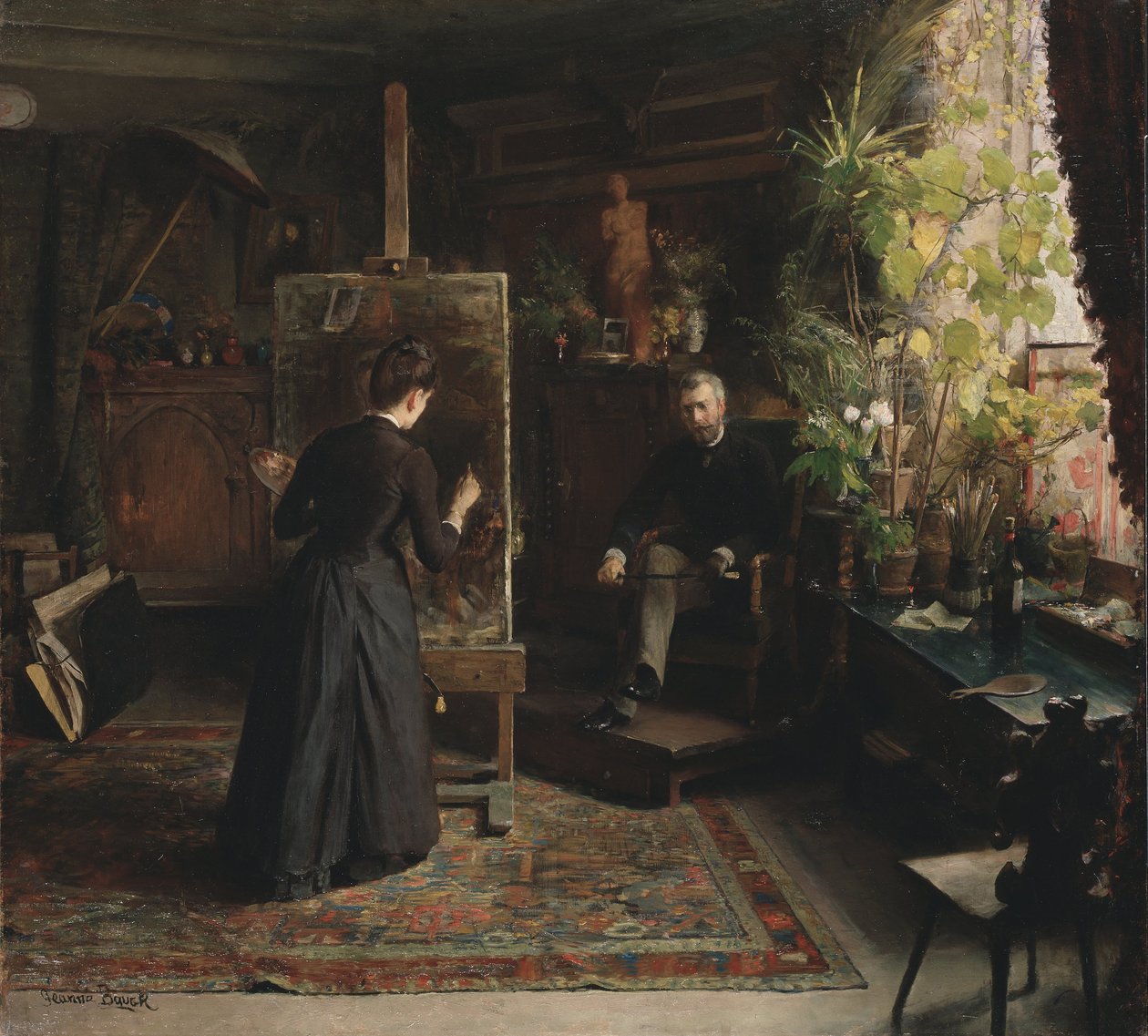 De Deense Kunstenares Bertha Wegmann Schildert een Portret door Jeanna Bauck