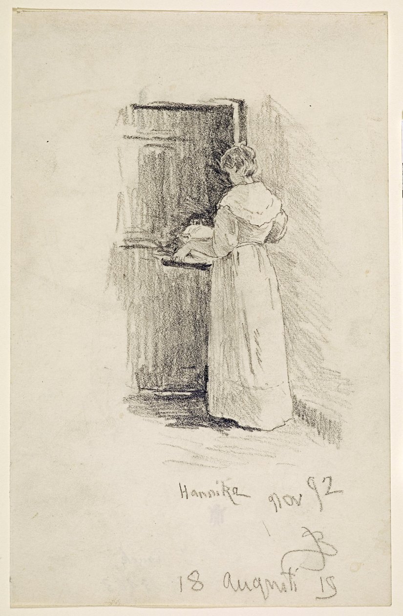 Zuster van de kunstenares met dienblad door Jeanna Bauck