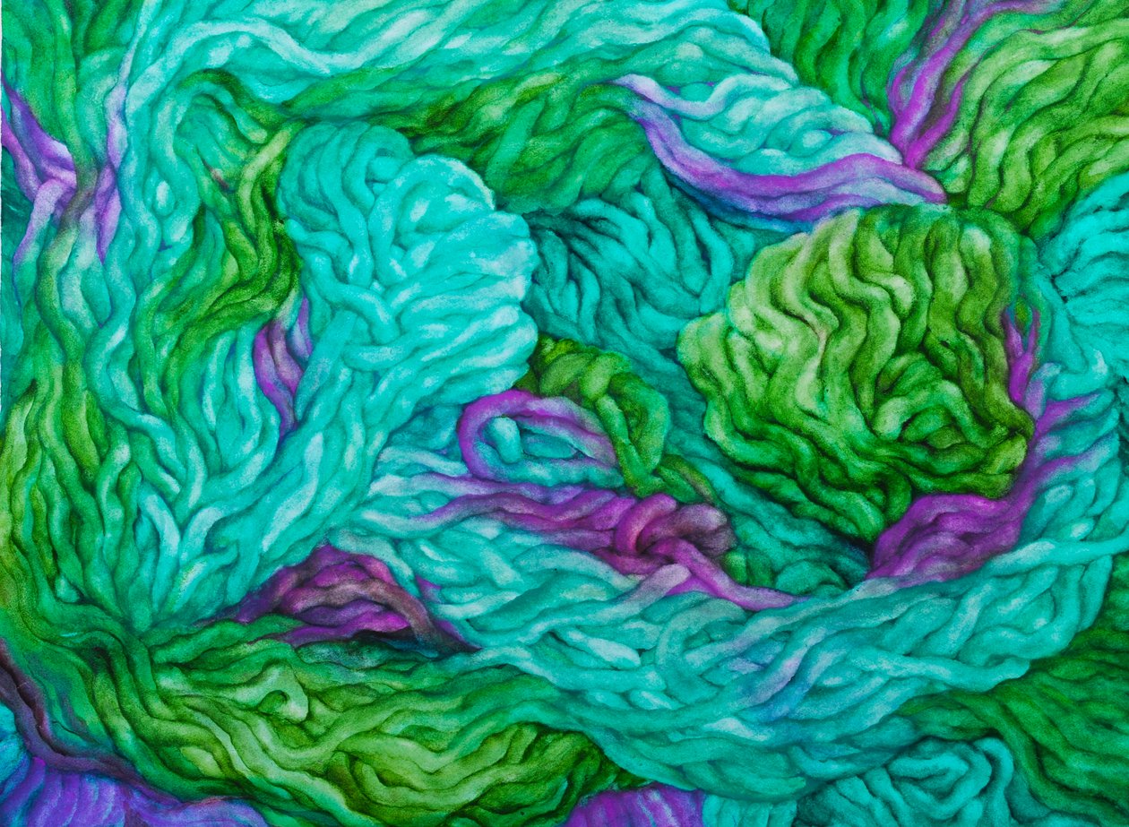 Wol Veelkleurig, 2013 (gouche op papier) door Jeanne Maze