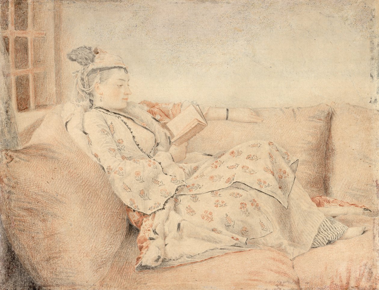 Dame in Turkse Kleding, Lezend door Jean Étienne Liotard