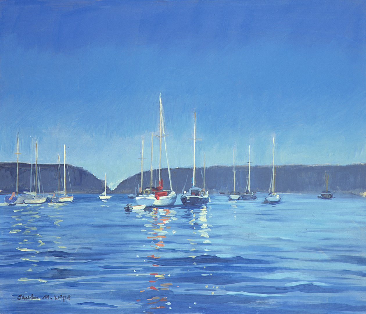 Salcombe - Jachten - Schemering door Jennifer Wright