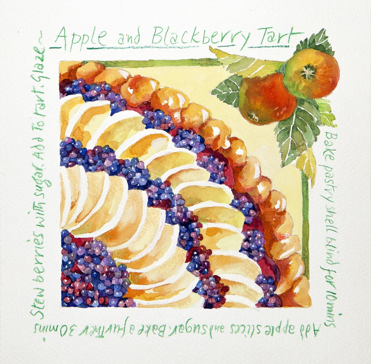 Appel-bramentaart, 2014 (aquarel) door Jennifer Abbott