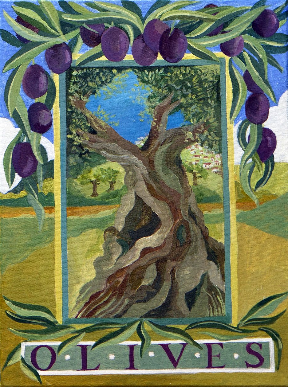Zwarte olijven, 2014 (acryl op doek) door Jennifer Abbott
