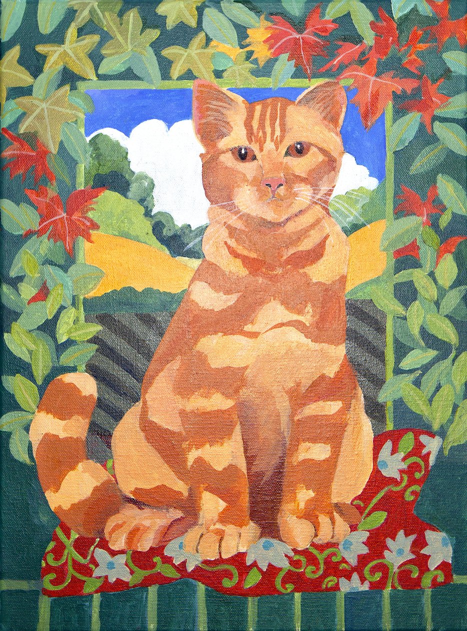 Kat, 2014 (acrylverf op doek) door Jennifer Abbott