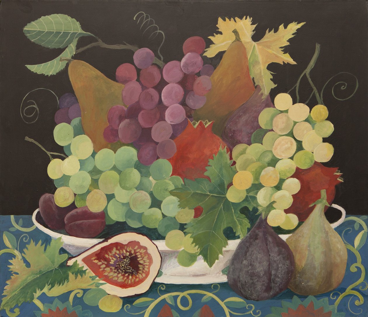 Fruit in een schaal (acryl) door Jennifer Abbott