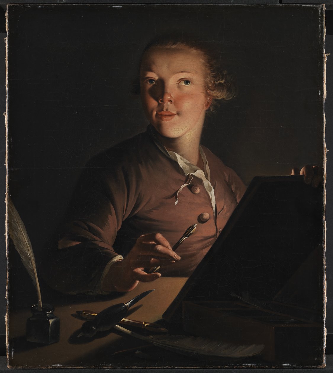 Zelfportret bij kaarslicht door Jens Juel
