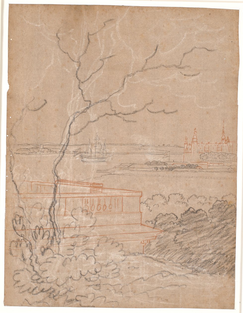 Uitzicht vanaf Marienlyst over Kronborg door Jens Juel