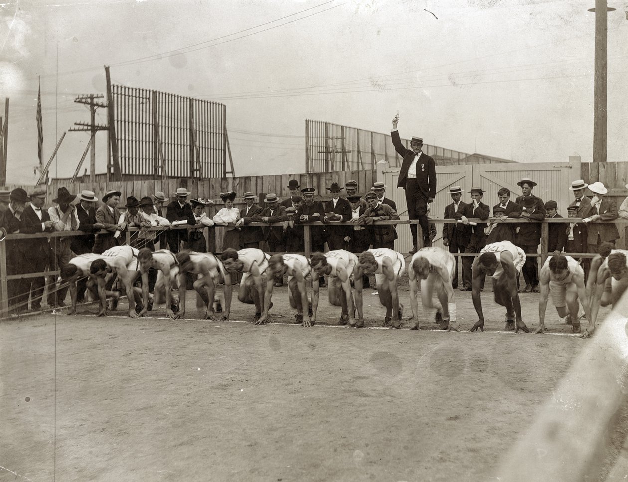 Olympische Spelen - Start van de 400 meter race op de Olympische Spelen van 1904 door Jessie Tarbox Beals