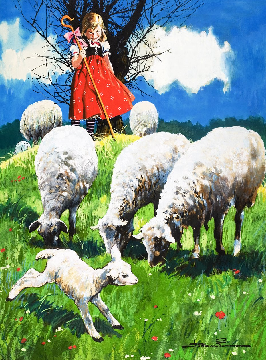 Little Bo Peep (gouache op papier) door Jesus Blasco
