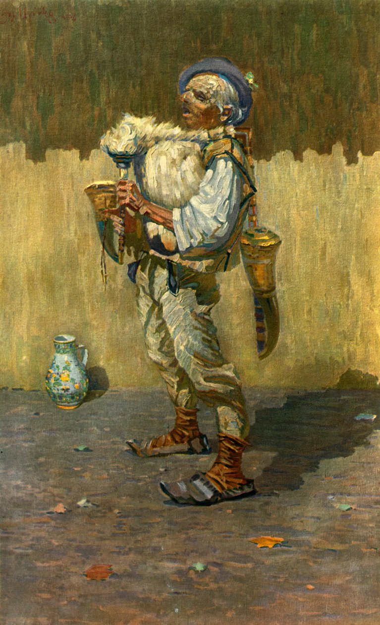 Een doedelzakspeler, Joa Uprka 1861-1940, 1948 door Joža Uprka