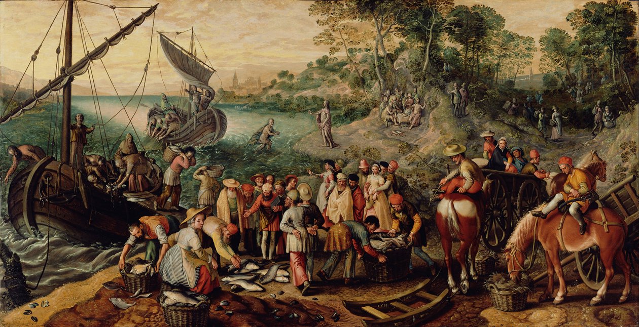 De wonderbaarlijke visvangst door Joachim Beuckelaer