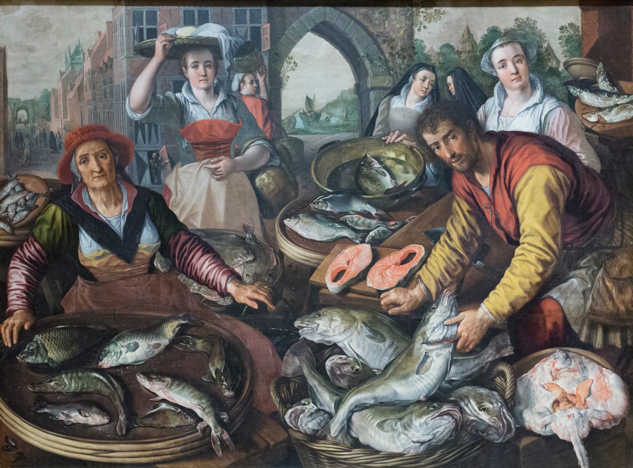 De vier elementen: water door Joachim Beuckelaer or Bueckelaer