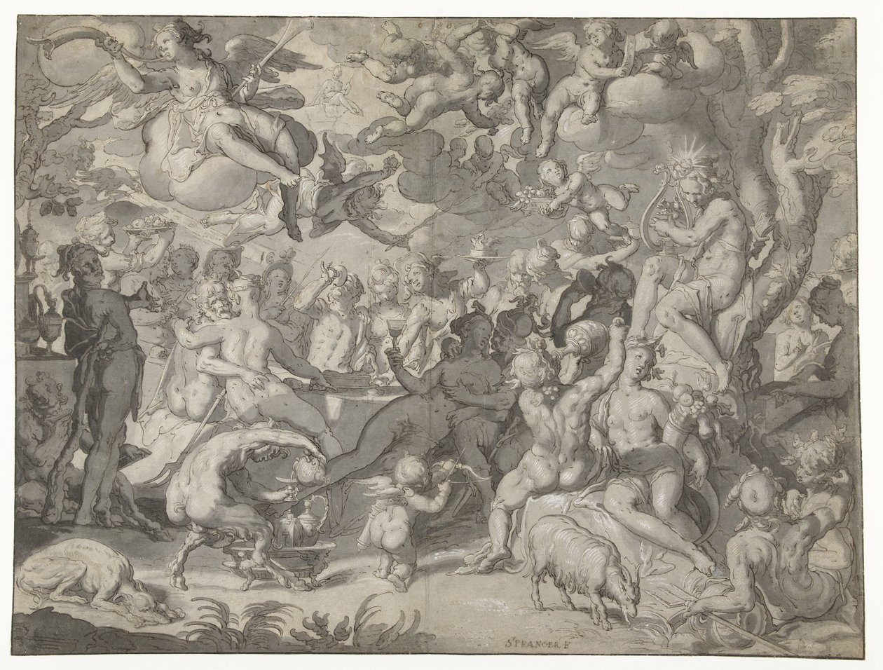 Bruiloft van Peleus en Thetis door Joachim Wtewael or Utewael