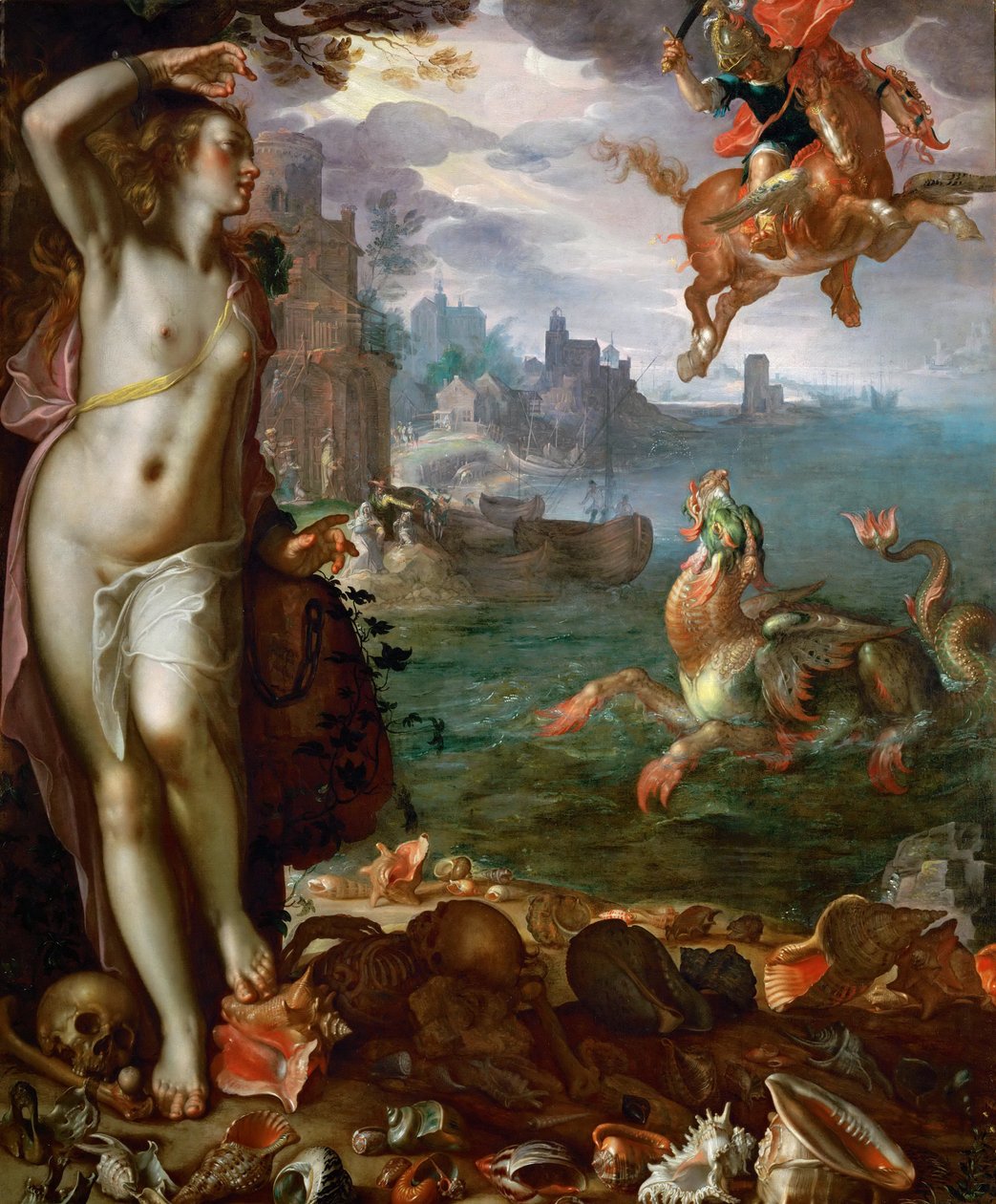 Perseus bevrijdt Andromeda door Joachim Wtewael or Utewael
