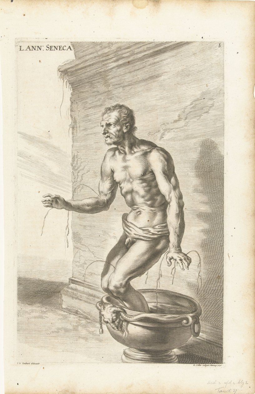 Seneca, gegraveerd door Richard Collin door Joachim von (after) Sandrart