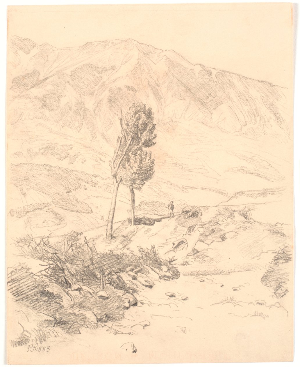 Italiaans berglandschap met twee bomen door Joakim Frederik Skovgaard