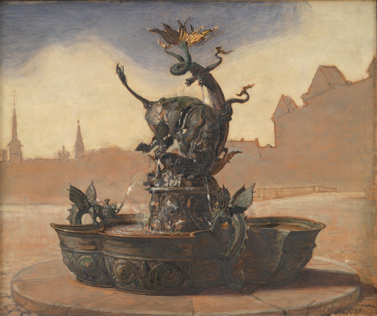 Schets voor Dragespringvandet (de Drakenfontein) door Joakim Frederik Skovgaard