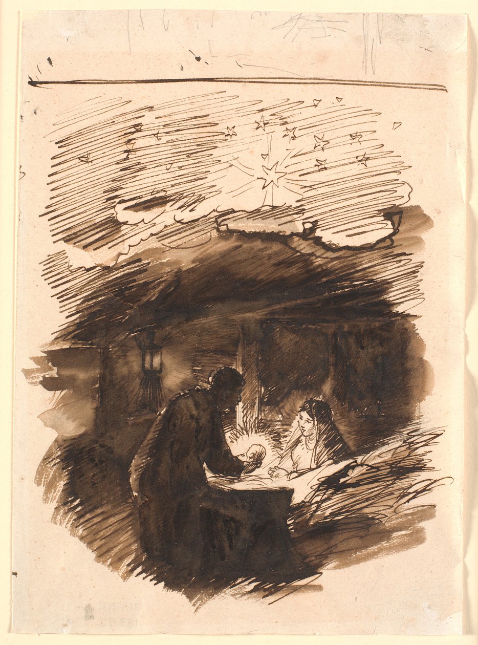 Schets voor "Kerstnacht" door Joakim Frederik Skovgaard