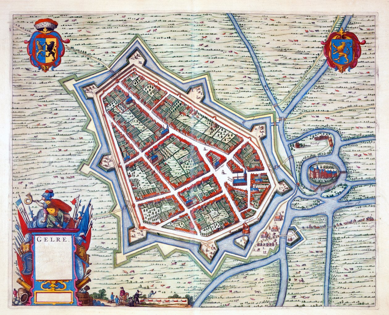 Gelre, 1649 (handgekleurde gravure) door Joan Blaeu