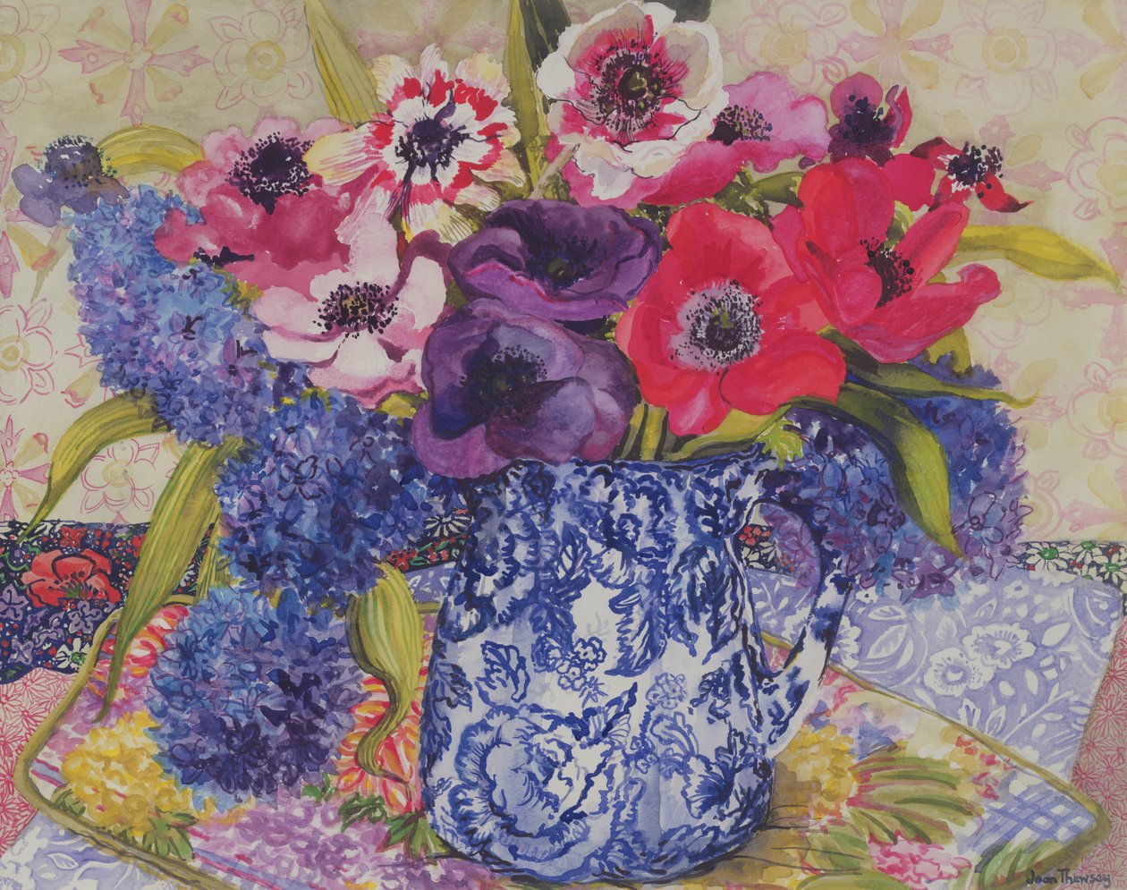 Anemonen in een antieke kruik door Joan Thewsey