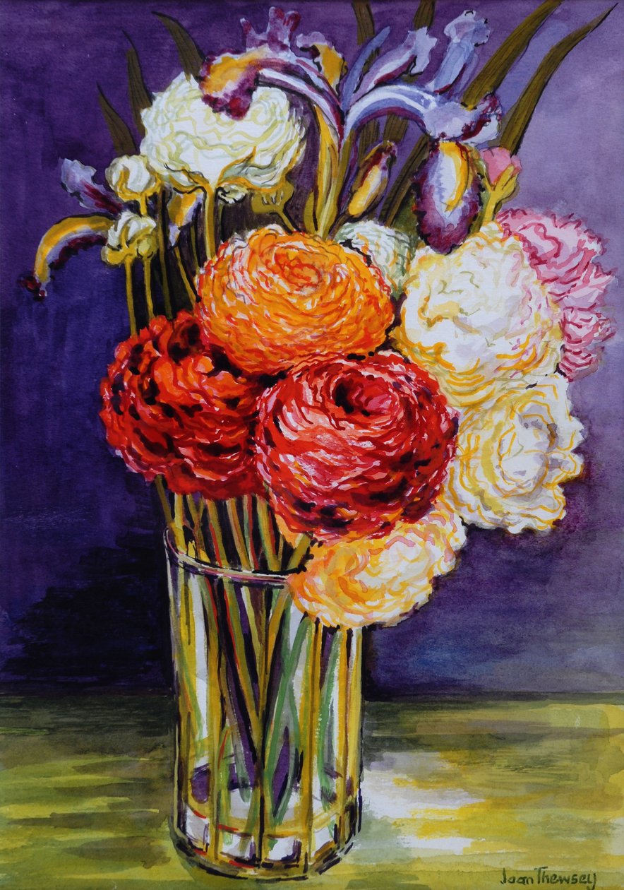 Ranunculus in een Glas, 2000 door Joan Thewsey