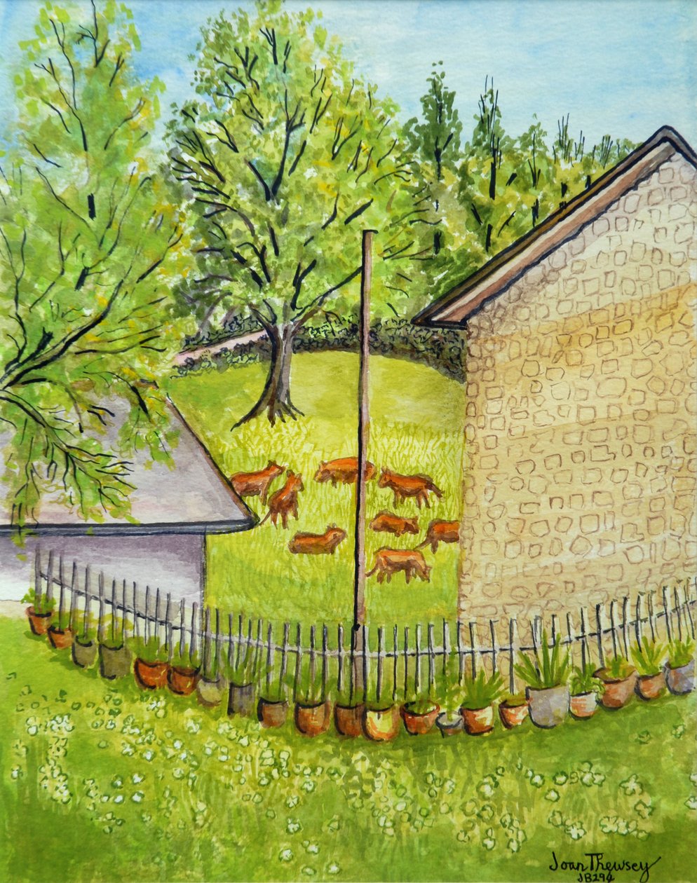 Uitzicht vanaf Ruths Tuin, Limousin Frankrijk door Joan Thewsey