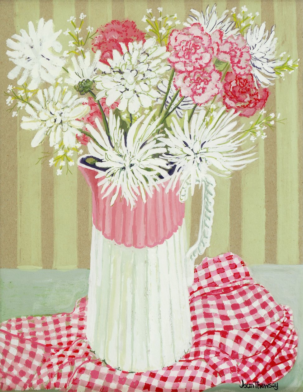 Witte chrysanten en spray, 2008 door Joan Thewsey