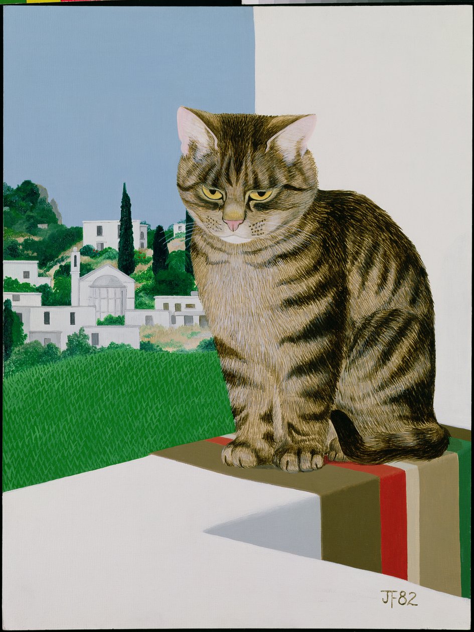 Cyperse kat in het raam door Joan Freestone