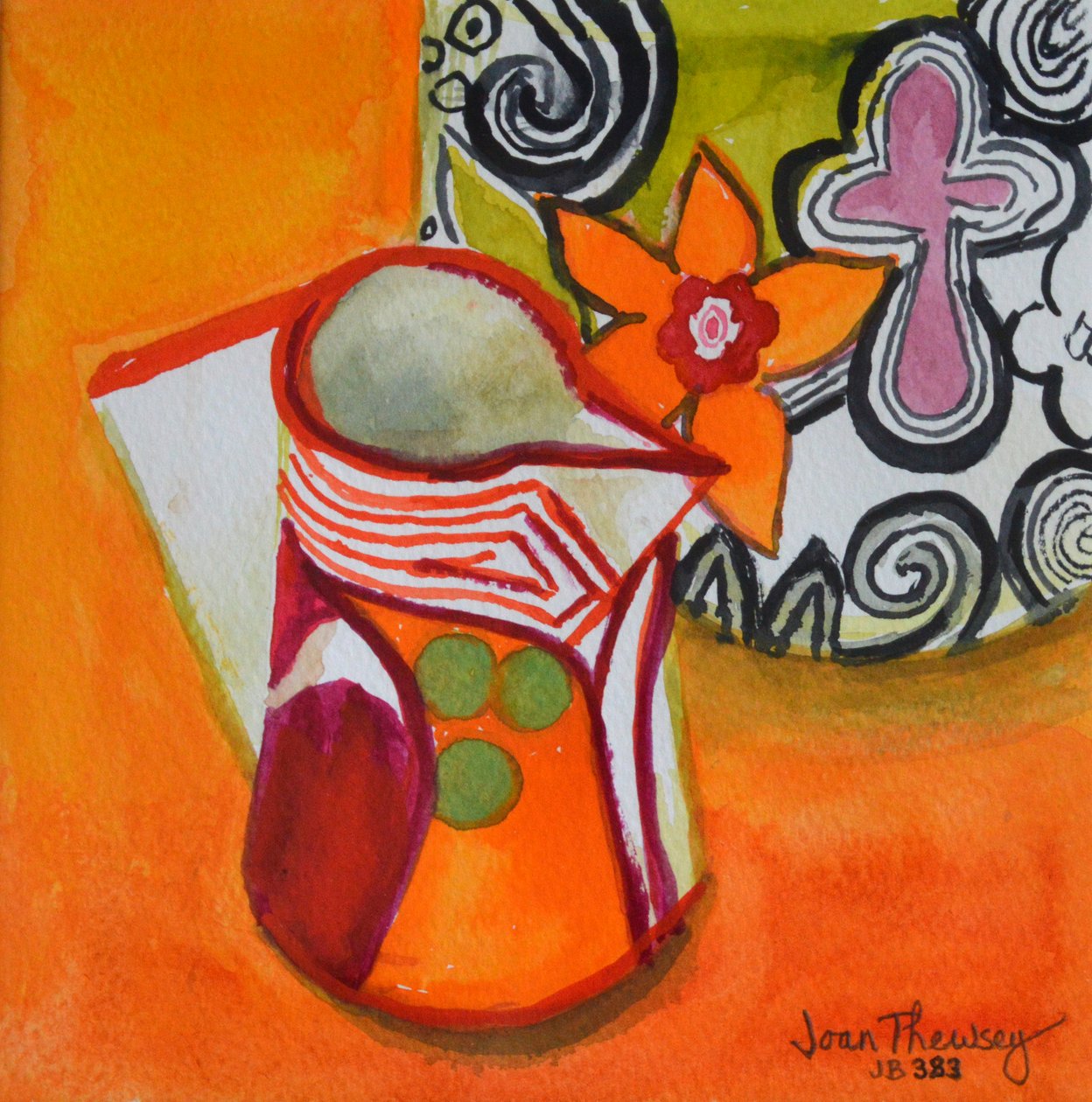 Art Deco kan en kom, 2000 door Joan Thewsey