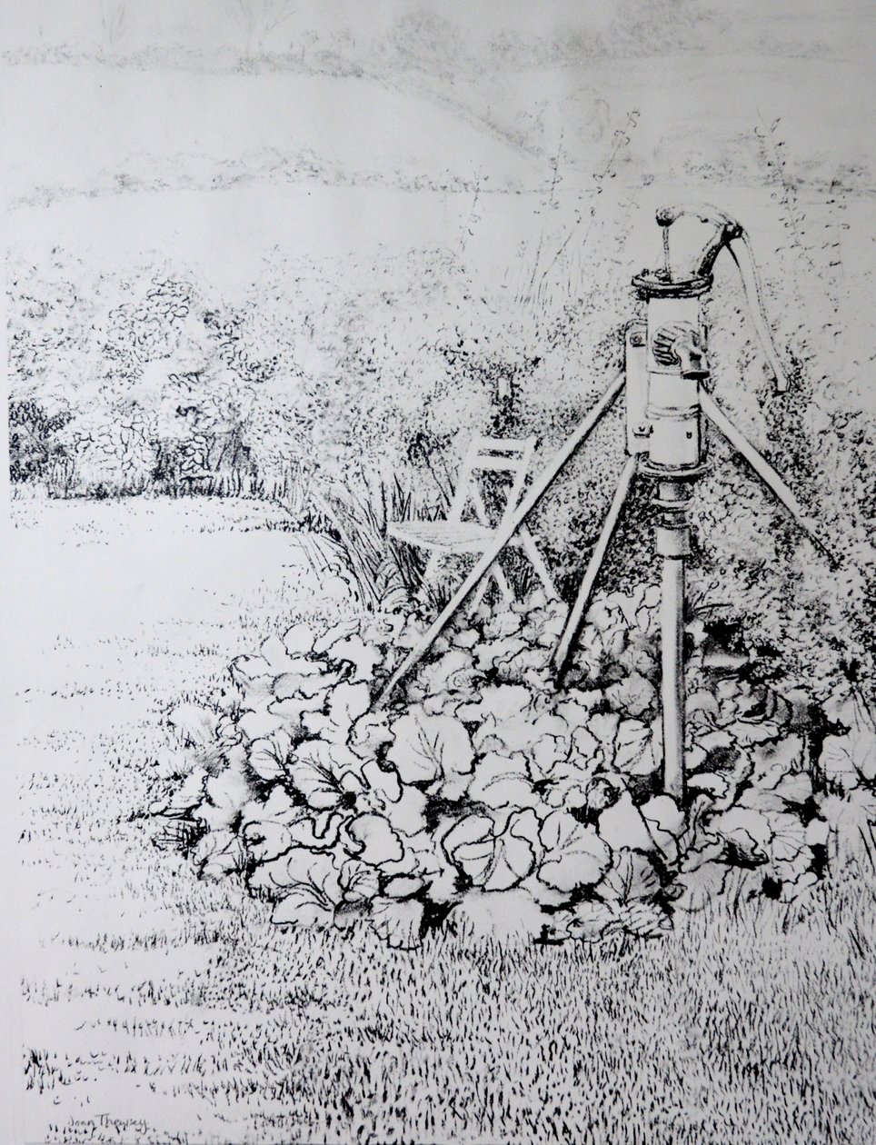 De tuinpomp, 1973 door Joan Thewsey