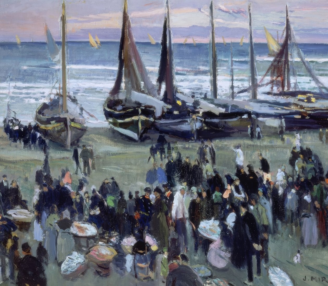 Vismarkt op het strand door Joaquim Mir i Trinxet