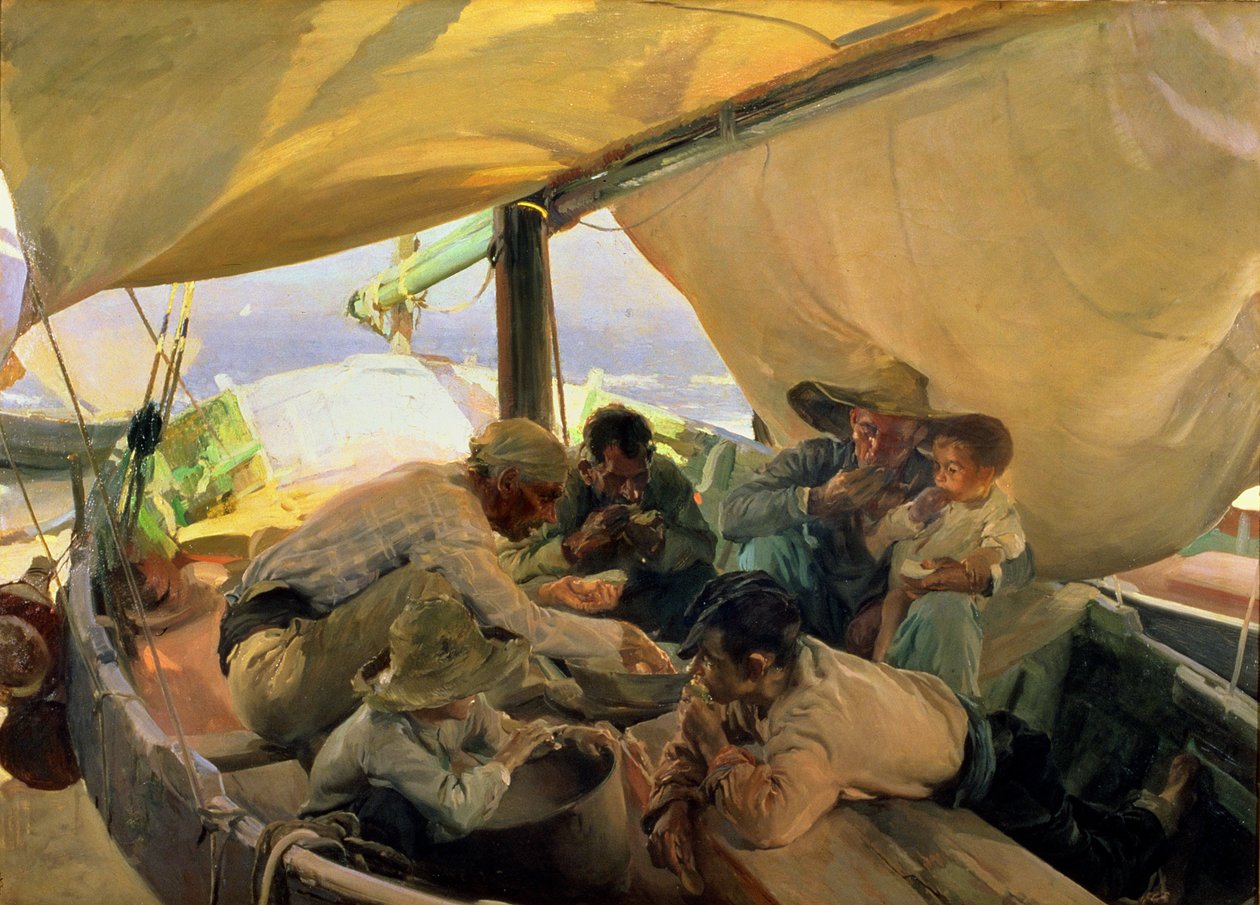 Lunch op de Boot door Joaquin Sorolla y Bastida