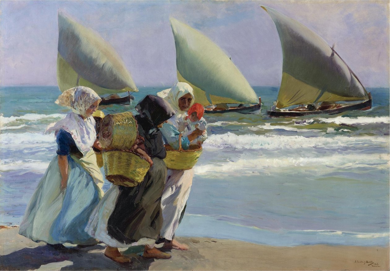 De drie zeilen door Joaquín Sorolla