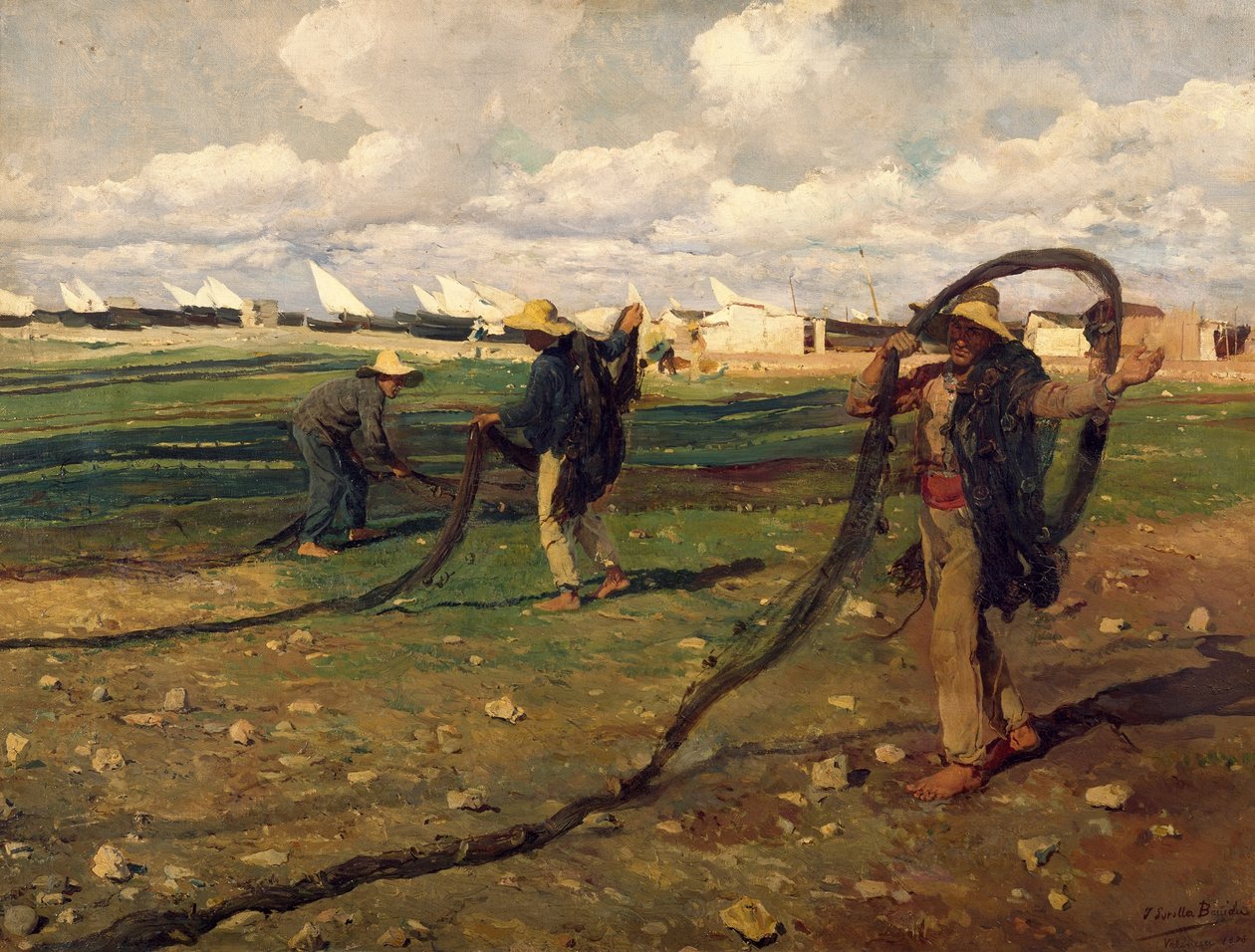 De vissers met hun netten door Joaquín Sorolla