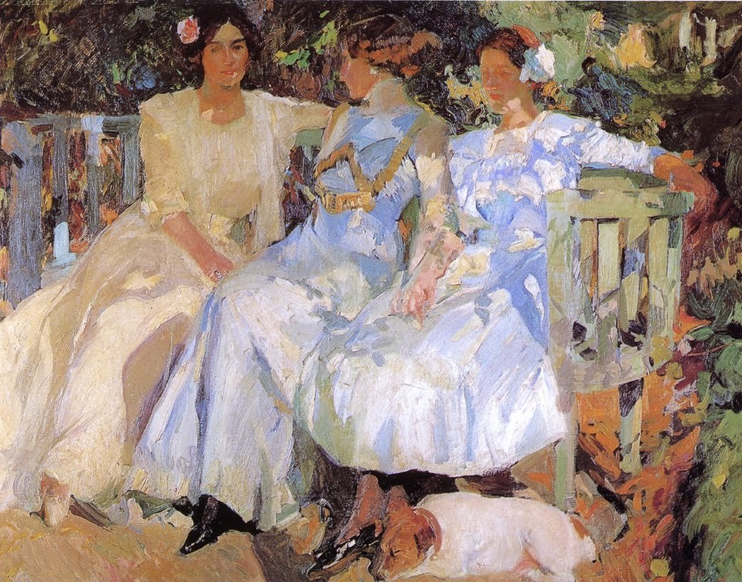 Mijn Vrouw en Dochters in de Tuin door Joaquín Sorolla