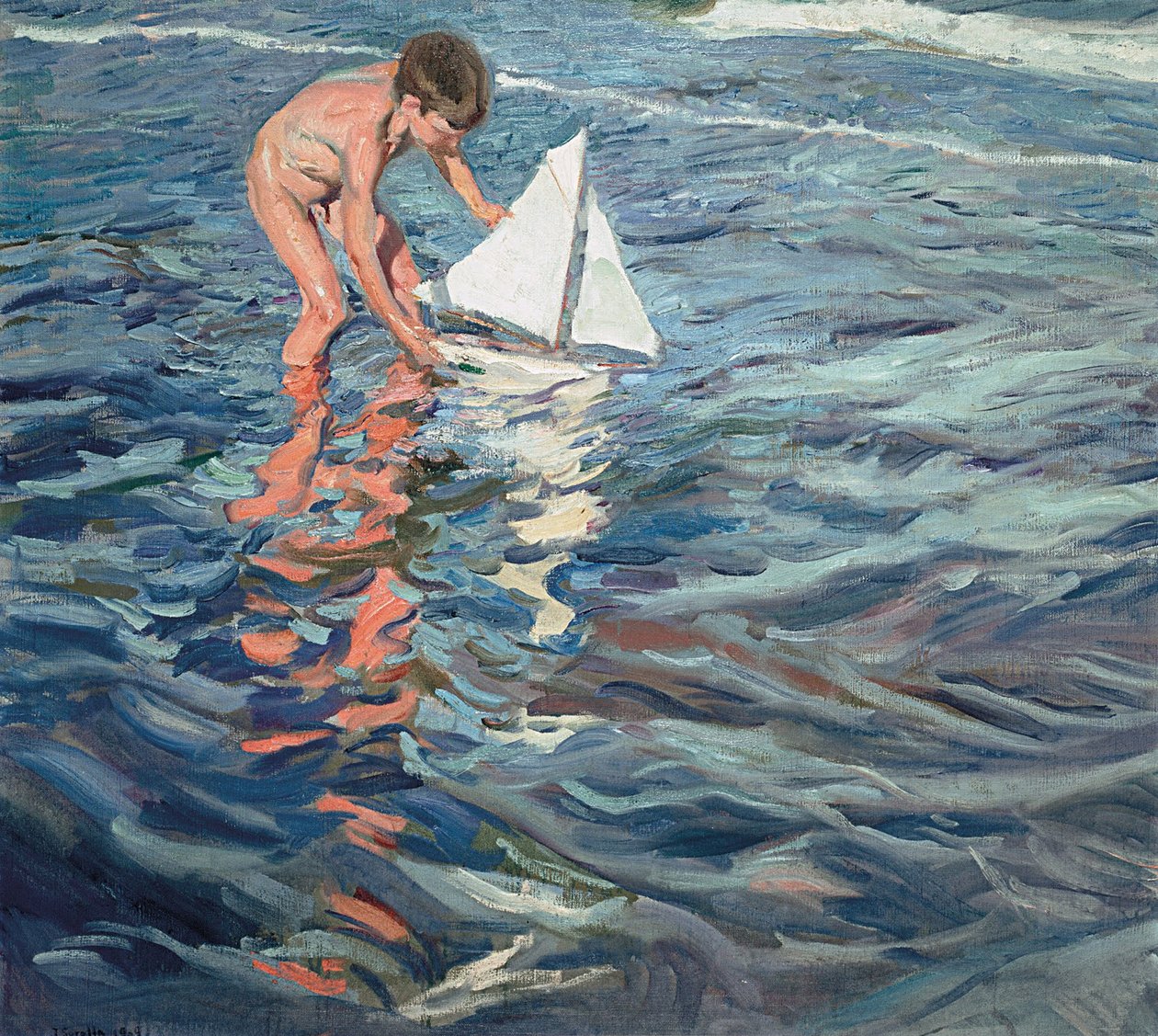Het kleine zeilbootje door Joaquín Sorolla