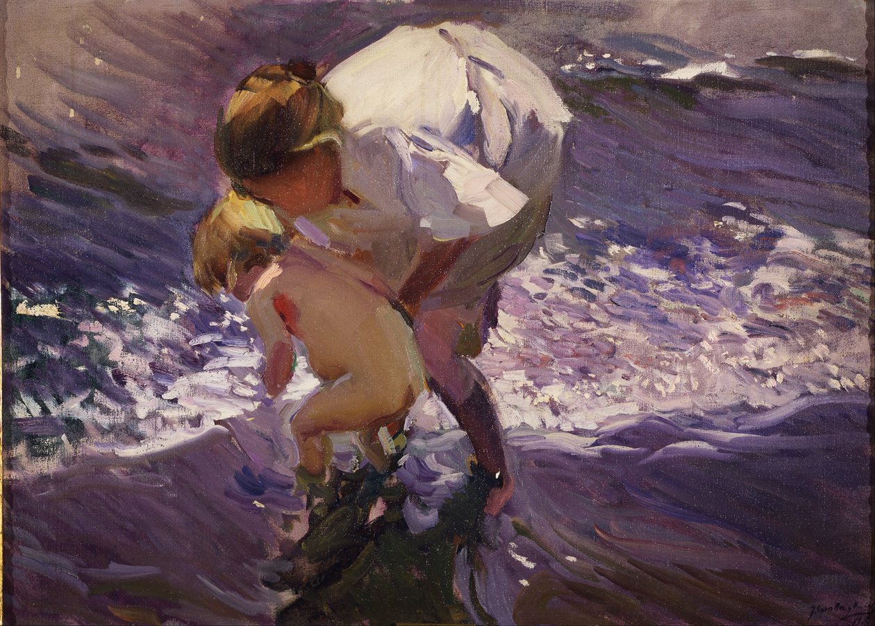 Bad op het strand door Joaquín Sorolla