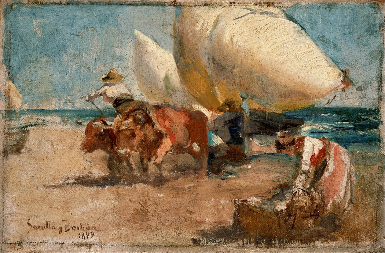 Strandscène door Joaquín Sorolla