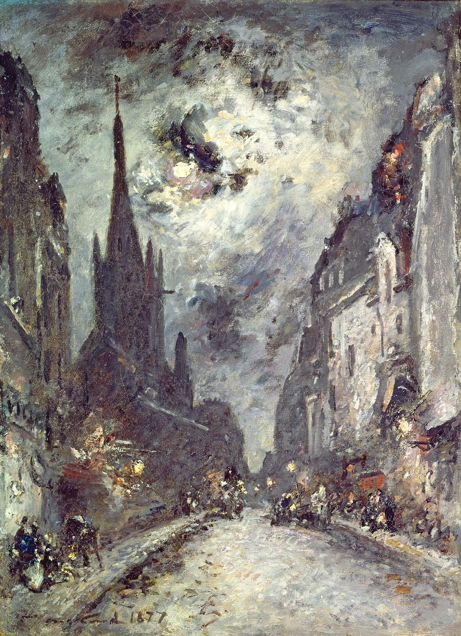 Rue Saint-Severin, 1877 door Johan Barthold Jongkind