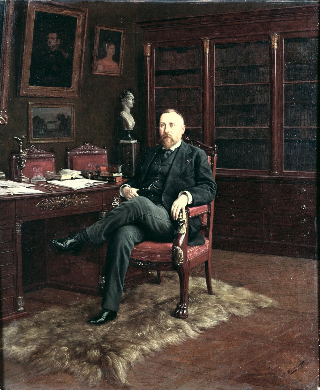 Portret van Paul Marmottan (1856-1932) in zijn studeerkamer, 1899 door Georg Rosen