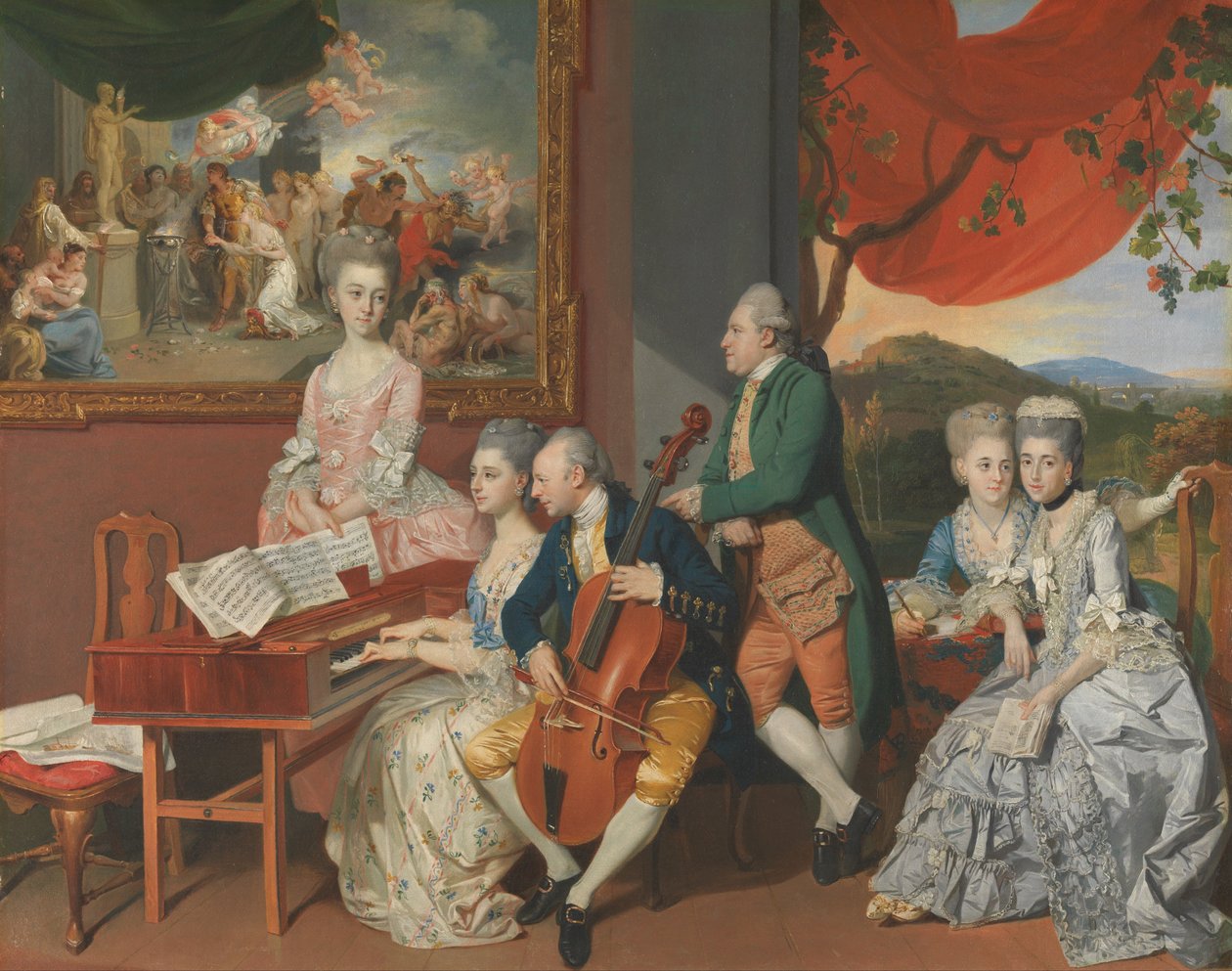 De familie Gore met George, 3e graaf Cowper door Johan Joseph Zoffany