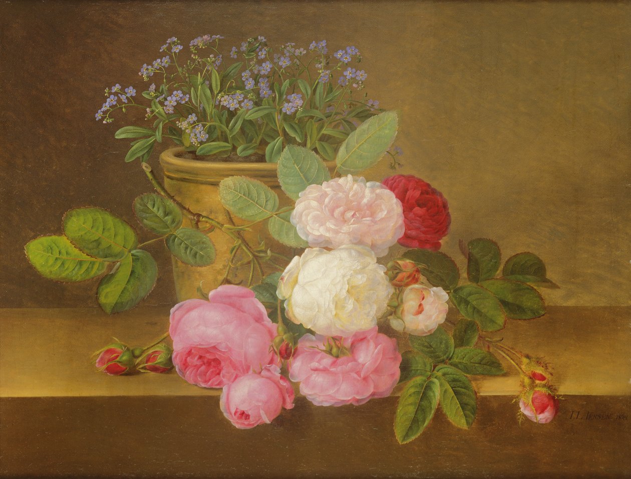 Stilleven van bloemen door Johan Laurents Jensen