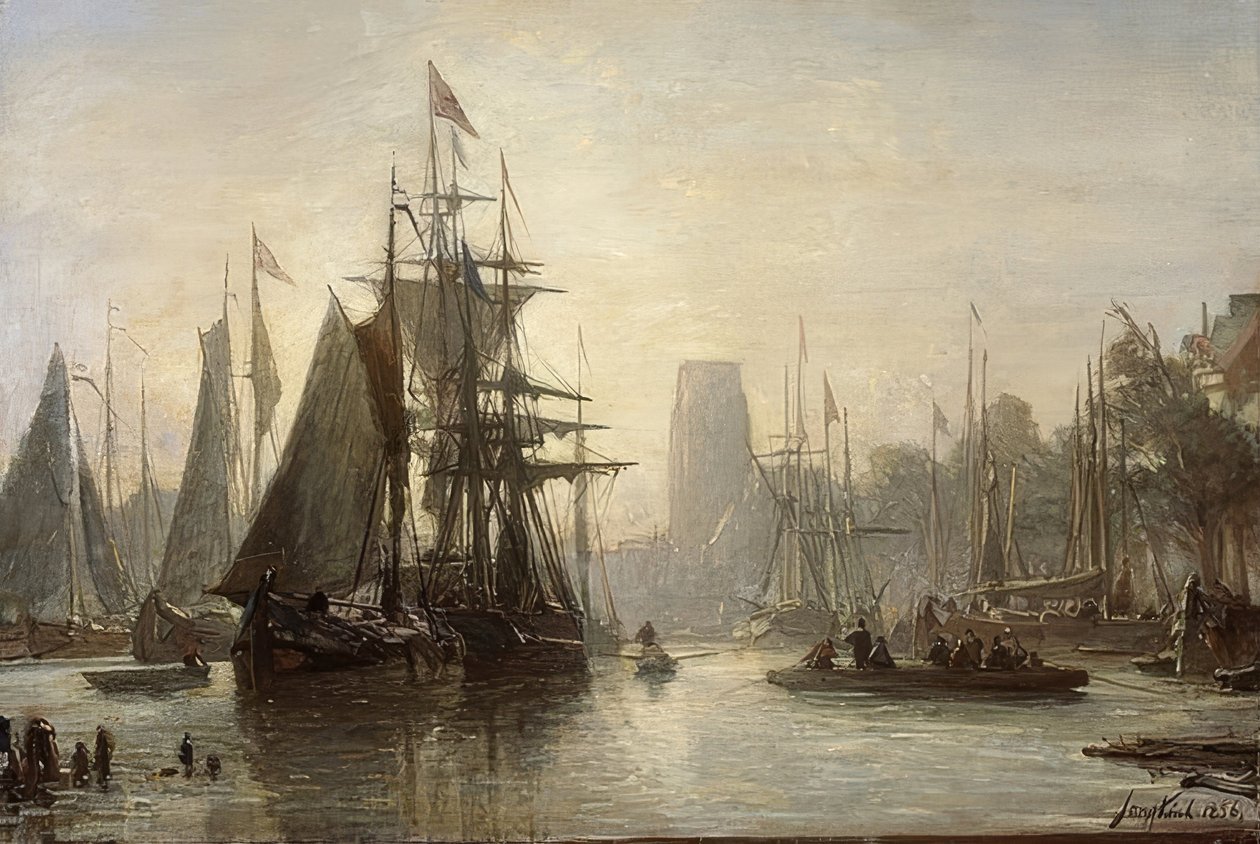 De haven van Rotterdam. 1856 door Johan Barthold Jongkind