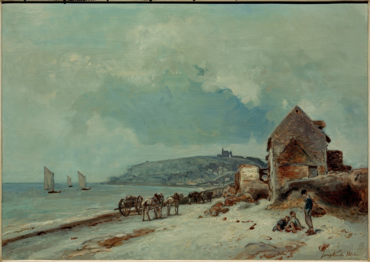 Het strand van Sainte-Adresse door Johan Barthold Jongkind