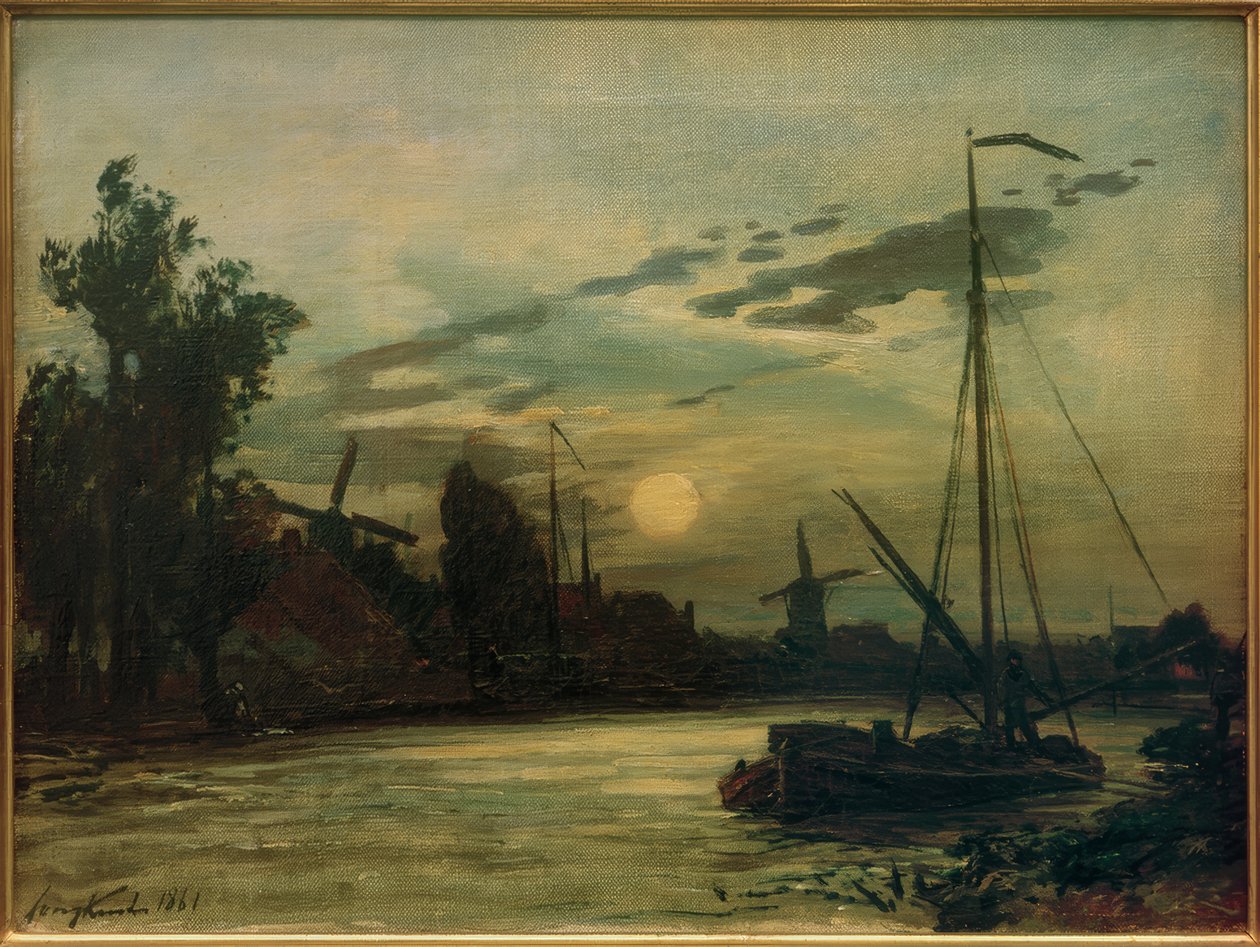 Landschap in de avond door Johan Barthold Jongkind