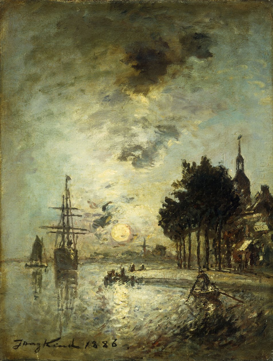 Maanlicht; Clair de Lune, 1886 door Johan Barthold Jongkind