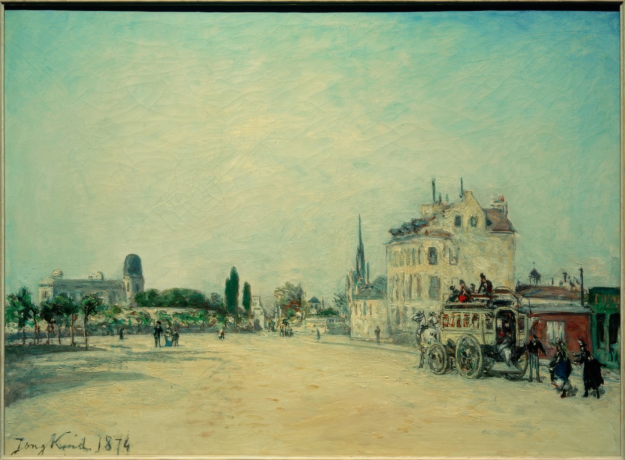 Postkoets op de Faubourg St. Jacques door Johan Barthold Jongkind