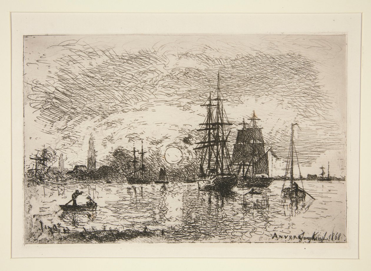 Soleil Couchant - Port d door Johan Barthold Jongkind