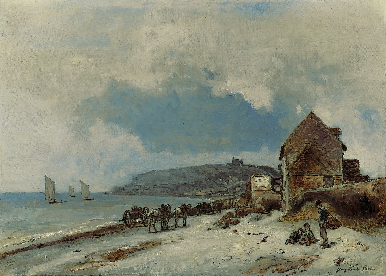 Het strand van Sainte-Adresse door Johan Barthold Jongkind