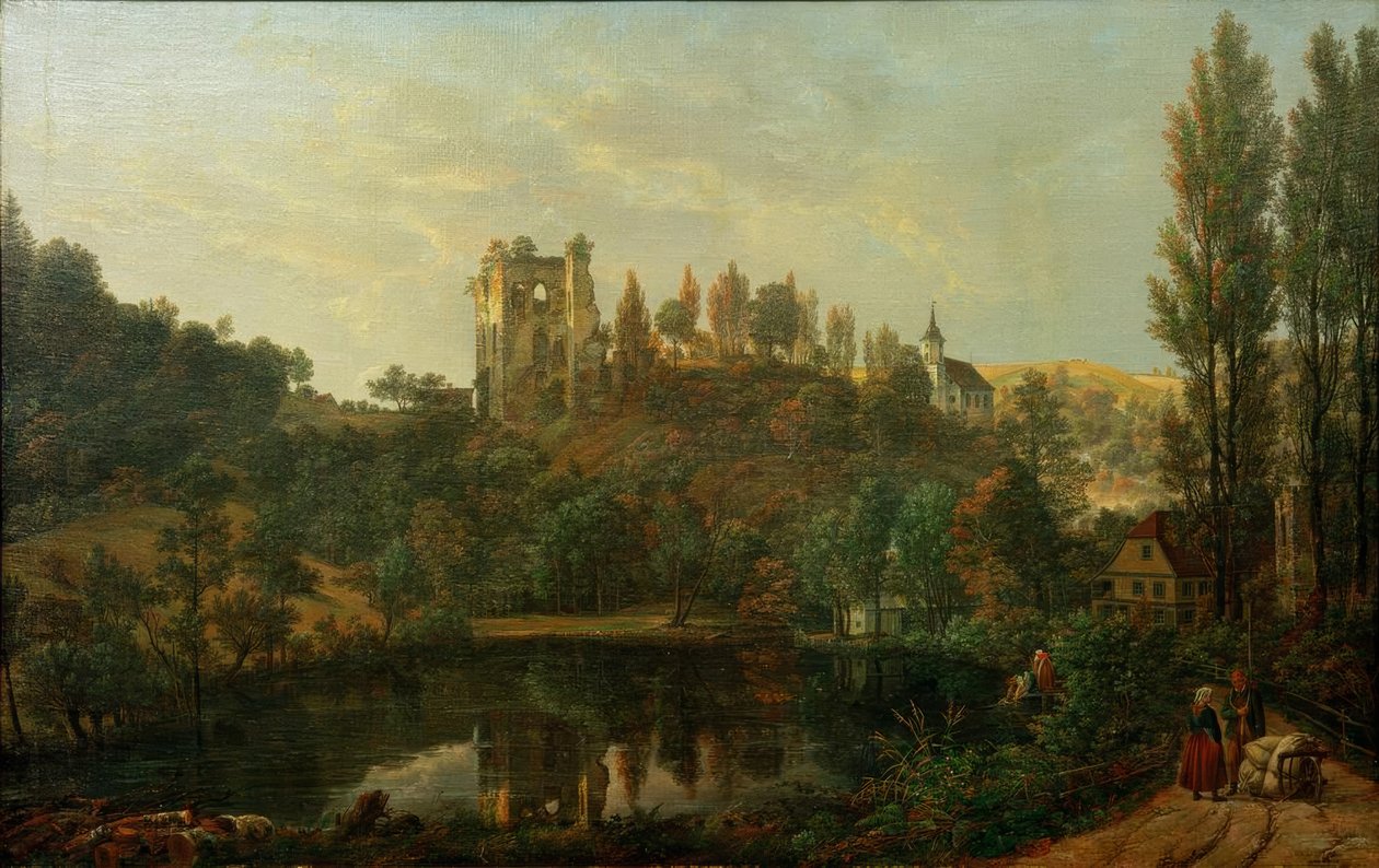 Uitzicht op de kasteelruïne van Tharandt door Johan Christian Dahl
